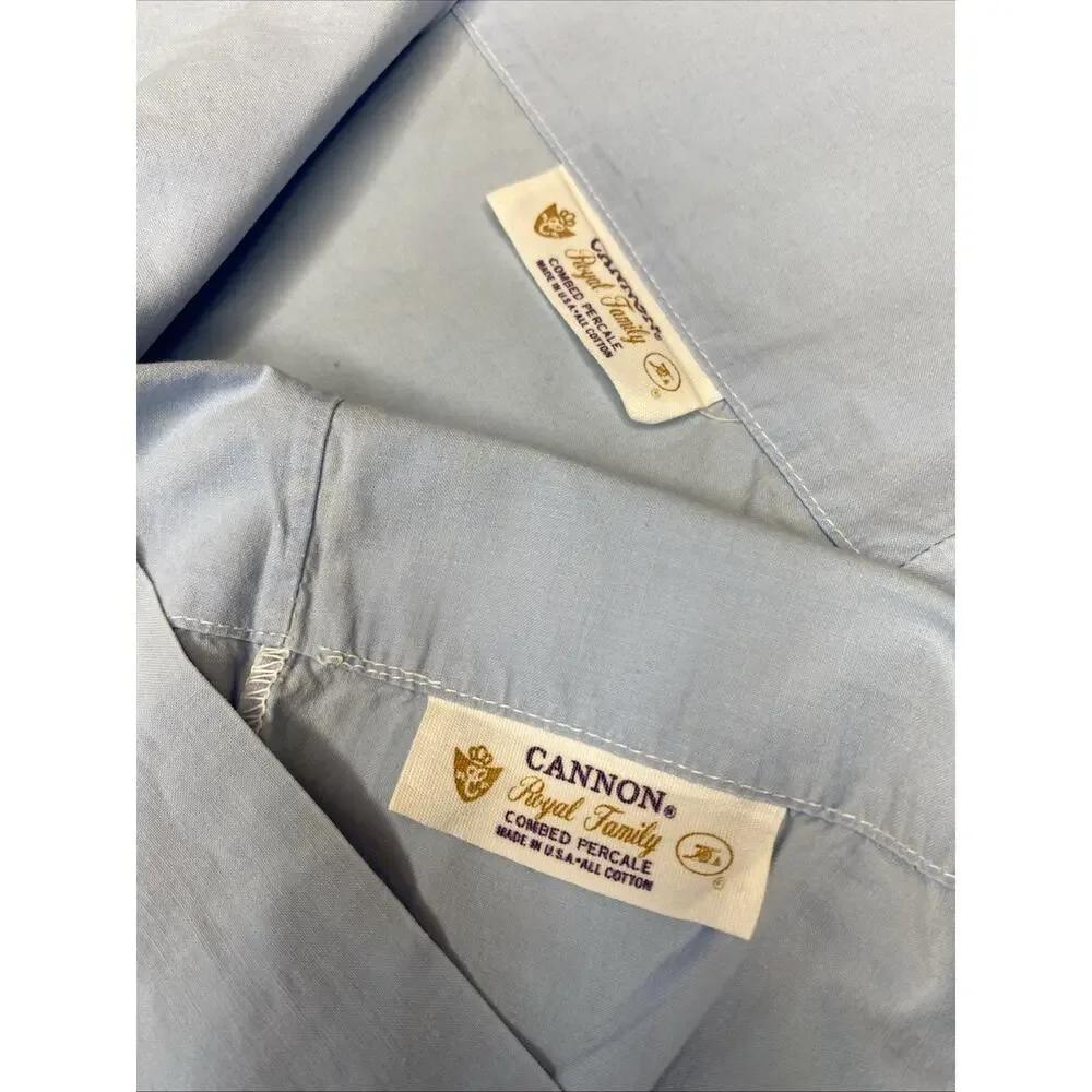 Cannon Royal Family Standard Pillowcase Blue Retro Ultra Percale Pair